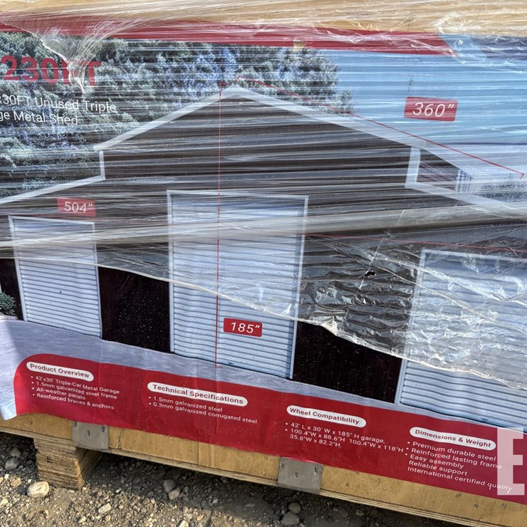 42FT X 30FT UNUSED TRIPLE GARAGE METAL SHED SDL423