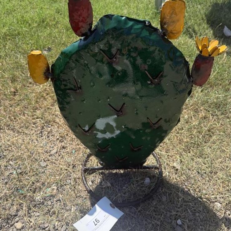 #97 • Metal Art - Small Cactus w/ Yellow Flower