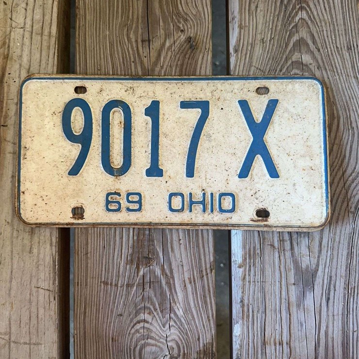 1969 Ohio License Plate Registration Tag 9017 X