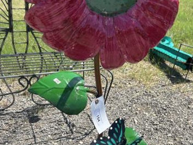 #154-•-metal-art---large-pink-flower-w/-mushrooms-&-image-1