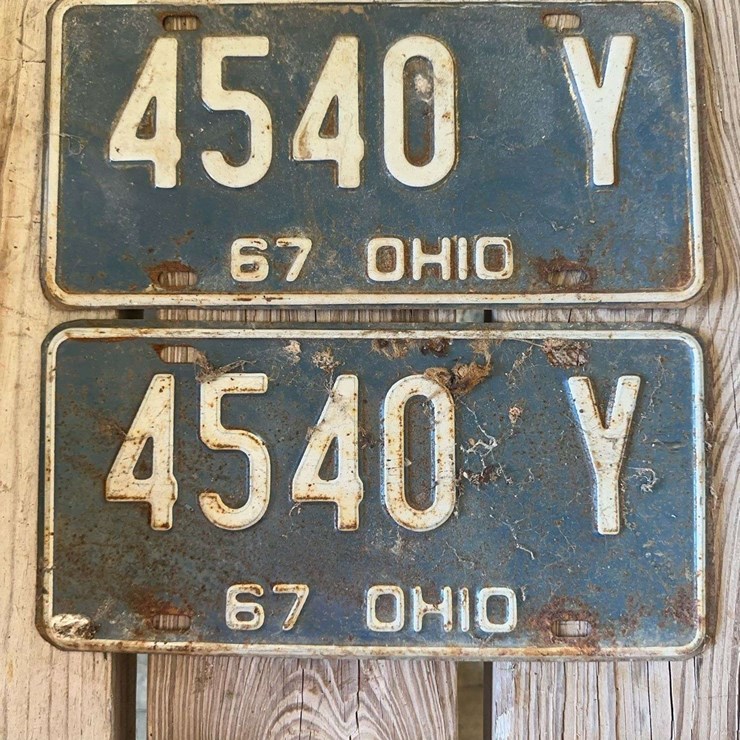 1967 Ohio License Plate Pair 4540 Y