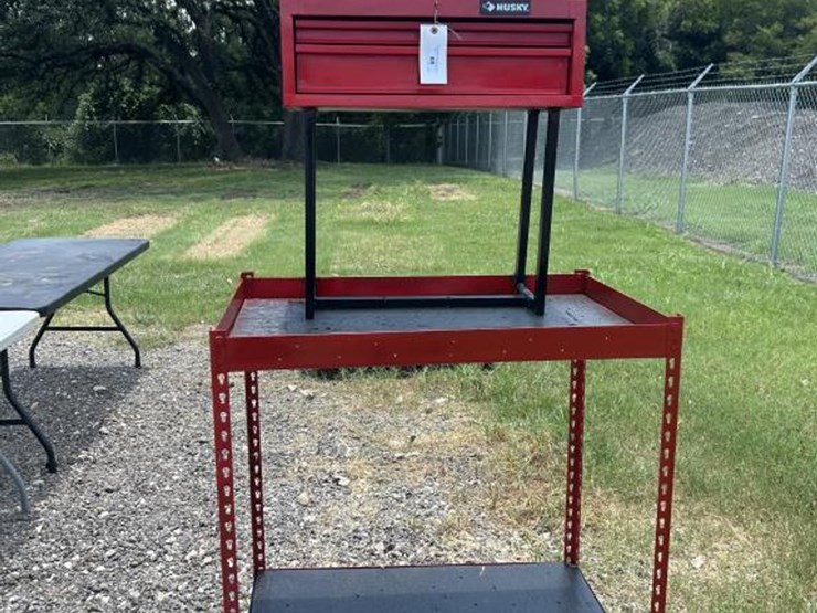 #69-•-husky-tool-box-w/-2-drawers-on-rolling-cart-stand-image-1