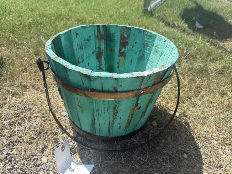 #66-•-small-teal-rustic-wooden-bucket-image-1
