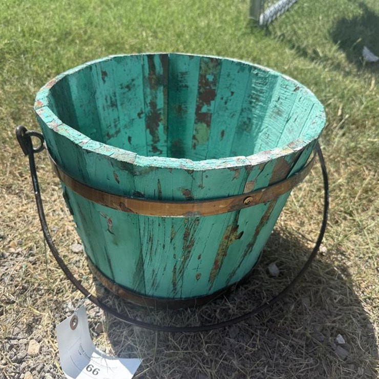 #66 • Small Teal Rustic Wooden Bucket