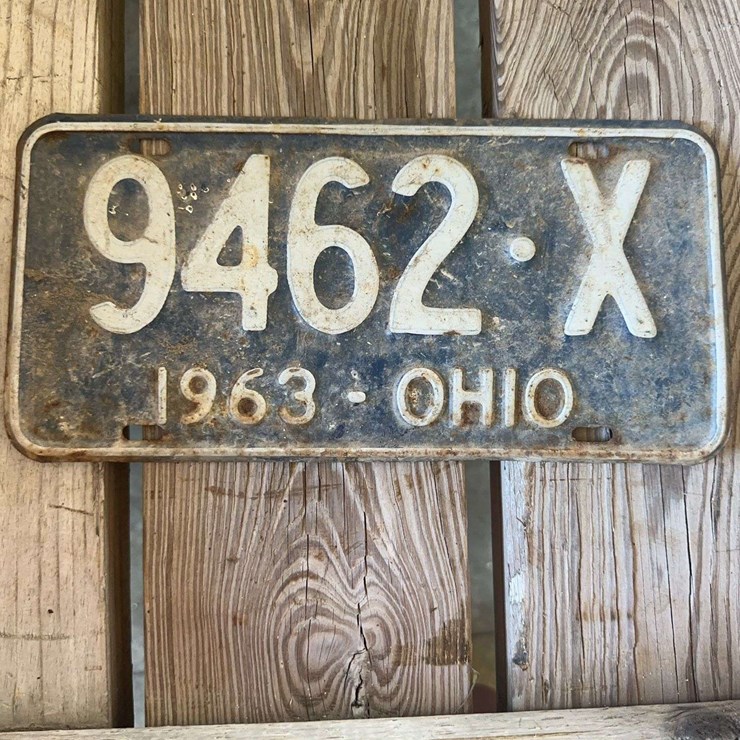 1963 Ohio License Plate Registration Number 9462-X