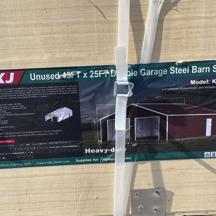 #2855 • 2026 Unused 45' x 25' Double Garage Steel Barn Shed