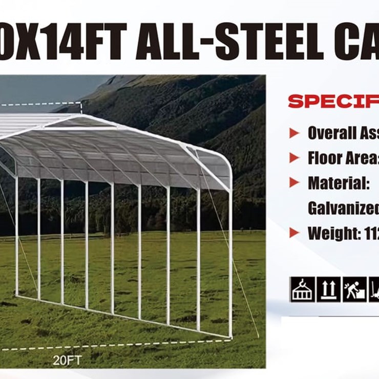 2026 SKLP SK-SC40 40x20x14 FT All-Steel Carport (Unused)