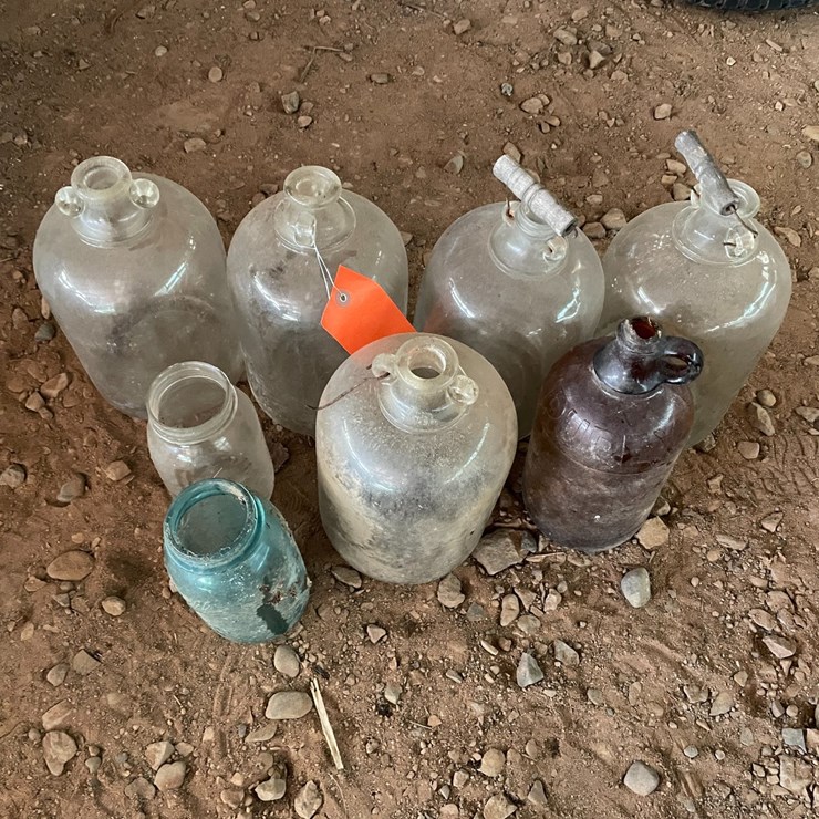 #1239 • (8) Vintage Glass Bottles and Jars