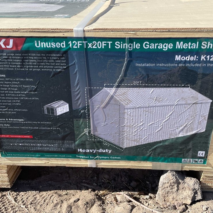 #2860 • 2026 Unused 12' x 20' Single Garage Metal Shed