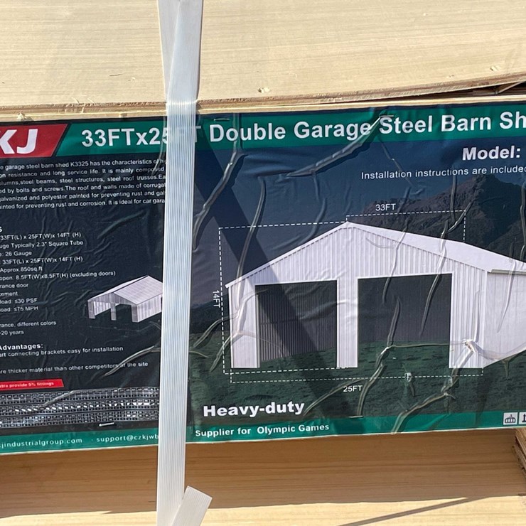 #2863 • 2026 Unused 33' x 25' Double Garage Steel Barn