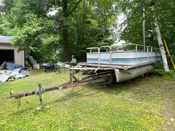 #6100-•-northwoods-pontoon-with-north-country-pontoon-scissor-trailer-(sells-bill-of-sale)-image-1