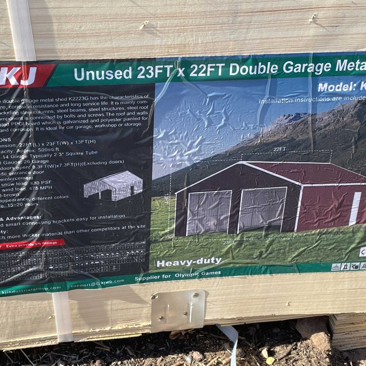 #2854 • 2026 Unused 23' x 22' Double Garage Metal shed