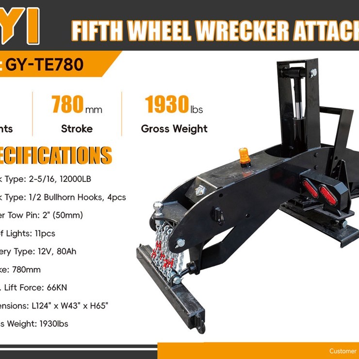 2026 GIYI GY-TE780 Fifth Wheel Wrecker Attachment (Unused)