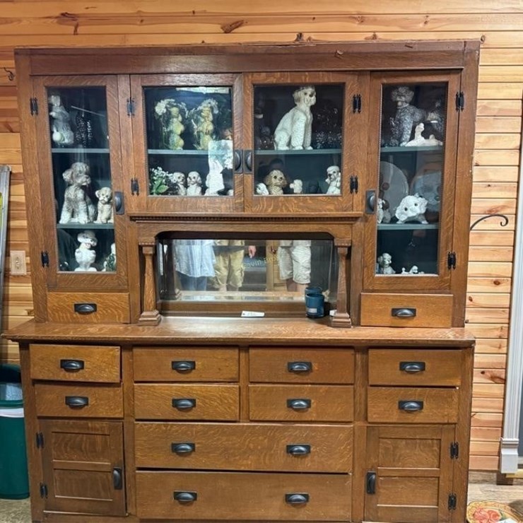 Burled Oak Side Board