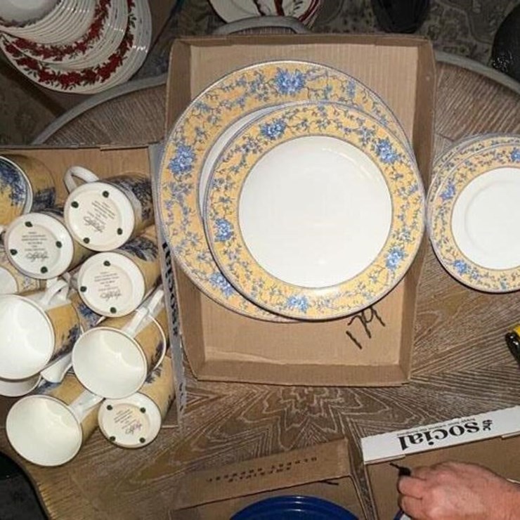 English Toile Porcelain Dishes
