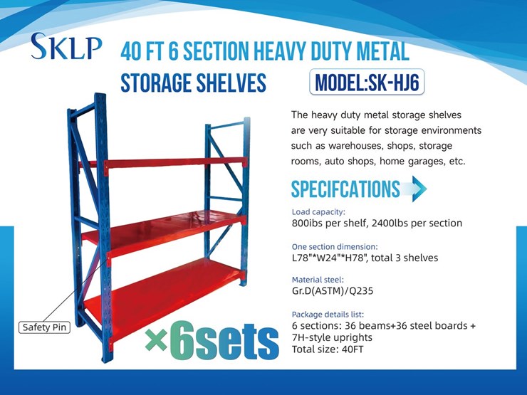2026-sklp-sk-hj6-40-ft-6-section-heavy-duty-metal-storage-shelve-(unused)-image-5