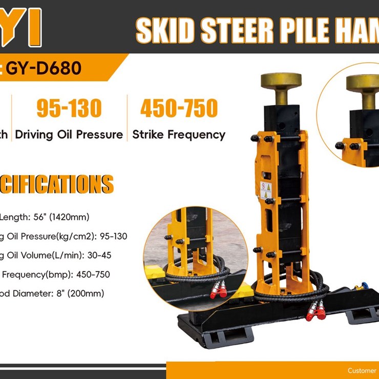 2026 GIYI GY-D680 Skid Steer Post Driver (Unused)