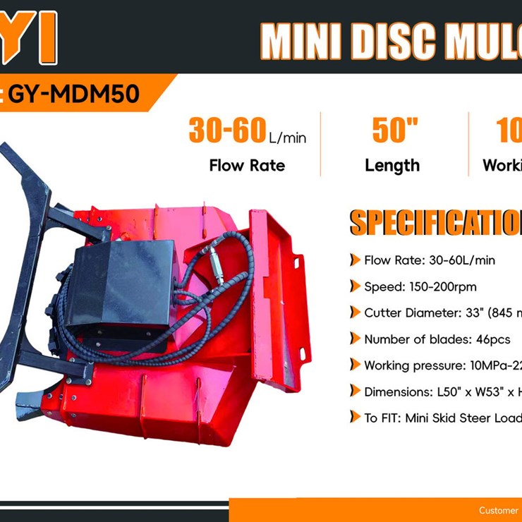 2026 GIYI GY-MDM50 MINI Disc Mulcher (Unused)
