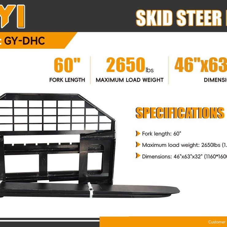 2026 GIYI GY-DHC Skid Steer Forks (Unused)