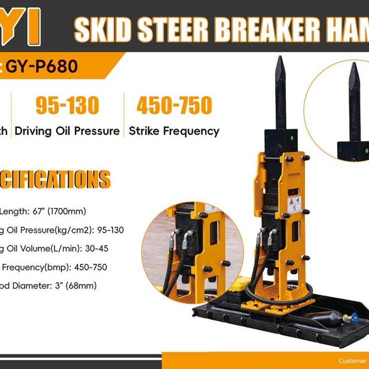 2026 GIYI GY-P680 Skid Steer Breaker (Unused)