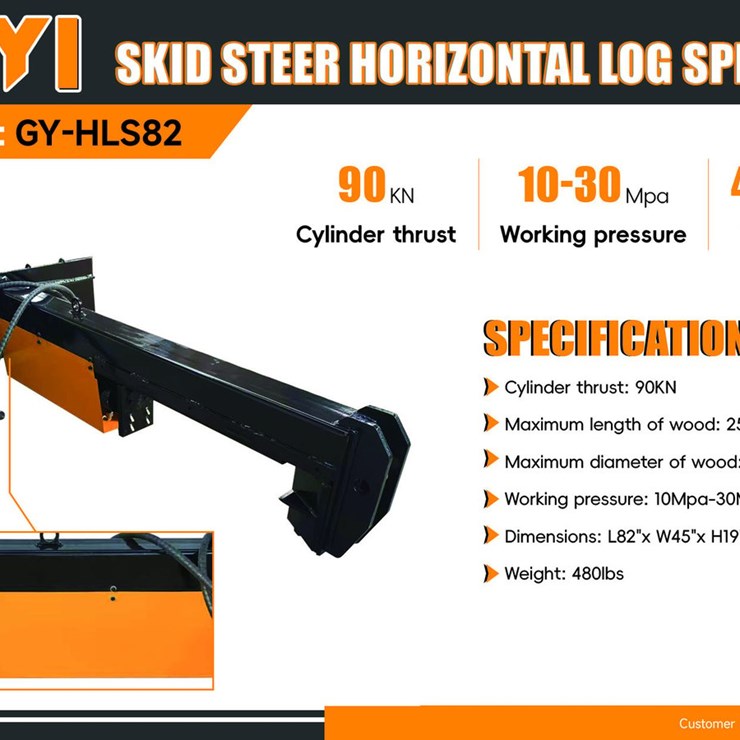 2026 GIYI GY-HLS82 Skid Steer Horizontal Log Splitter (Unused)