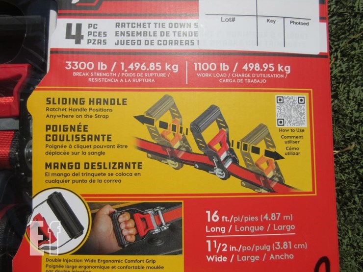 (4)-new-16'-x-1.5"-powerbuilt-ratchet-straps-image-3