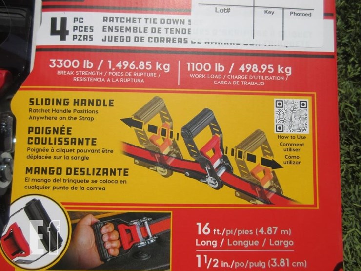 (4)-new-16'-x-1.5"-powerbuilt-ratchet-straps-image-3