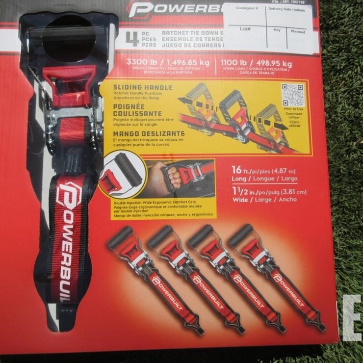 (4) NEW 16' X 1.5" POWERBUILT RATCHET STRAPS