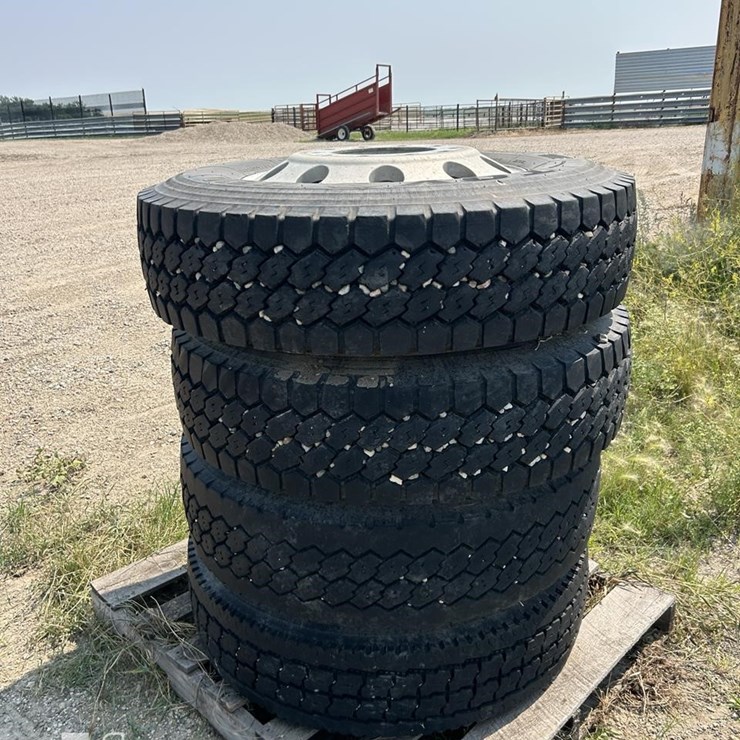 4X 295/75R22.5 RIMS AND TIRES