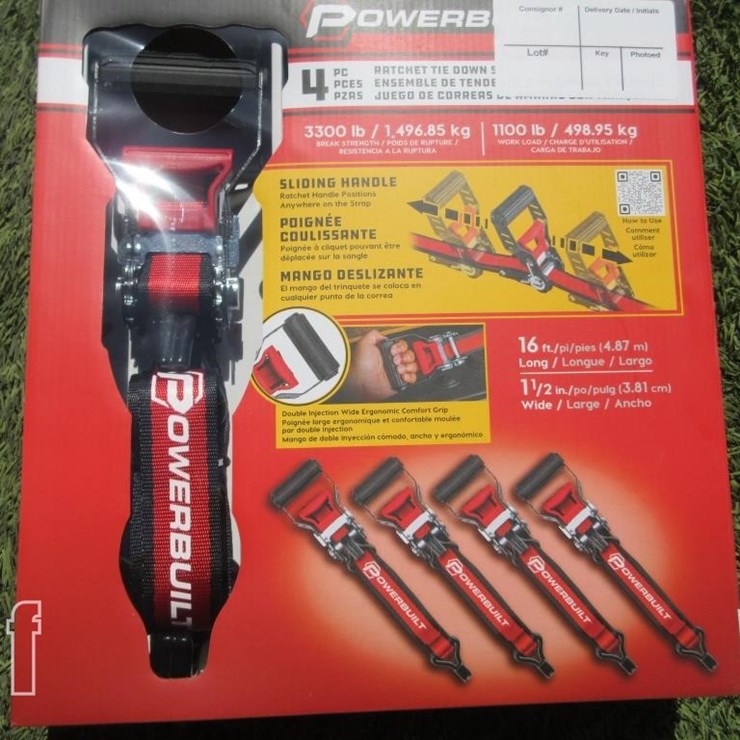(4) NEW 16' X 1.5" POWERBUILT RATCHET STRAPS