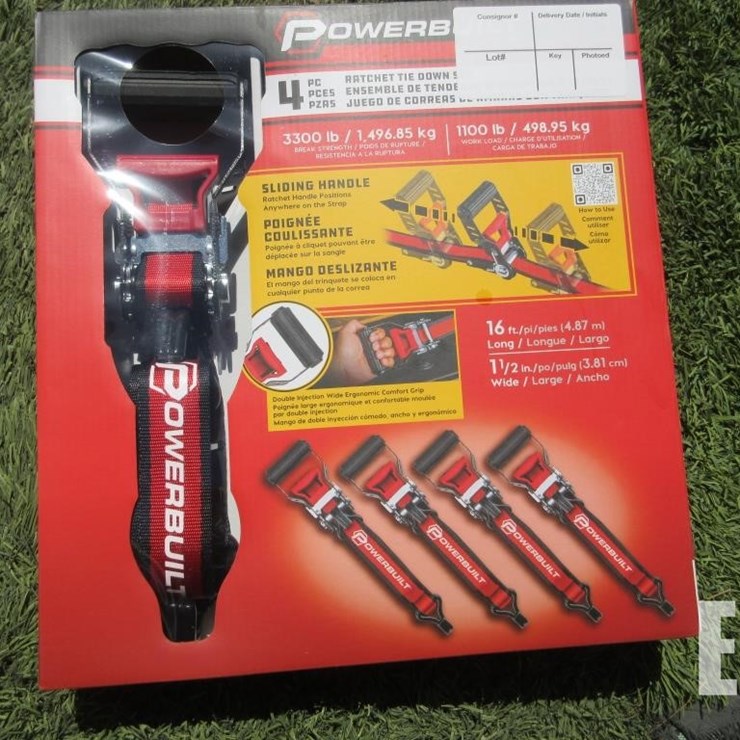 (4) NEW 16' X 1.5" POWERBUILT RATCHET STRAPS