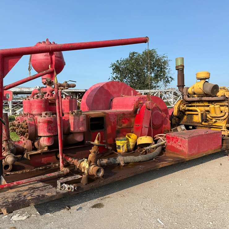 IDECO 214 DUPLEX MUD PUMP P/B CATERPILLAR D353E ENGINE, SKIDDED