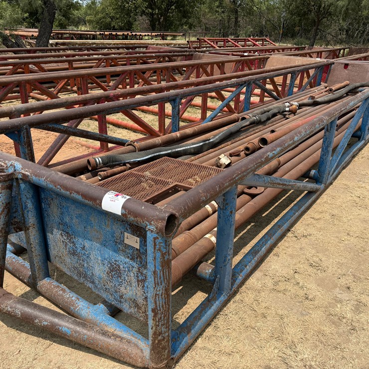 40’L x 8’W x 3’H SKIDDED PIPE TUB W/ DRILL PIPE