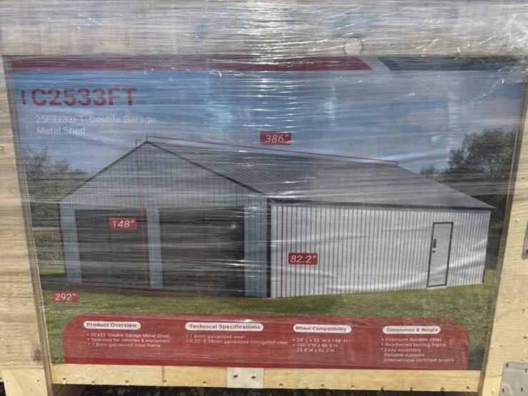#244-•-double-garage-metal-shed-25'-x-33'---sdlc2533-image-2