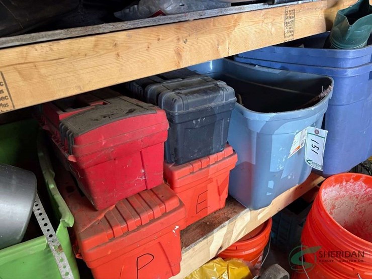contents-of-totes,-empty-toolboxes,-boat-seat,-empty-coffee-containers-image-4