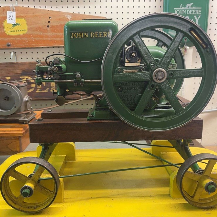 1/2 Scale John Deere Model E Horse Hit and Miss Wngine and Arcade Burr Mill