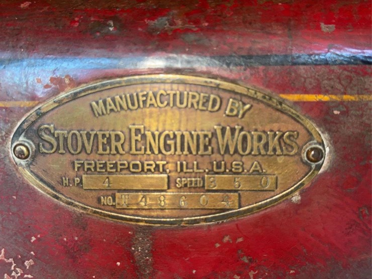 "rare"-stover-john-deere-plow-company-4-horse-hit-and-miss-engine-and-cart-image-35