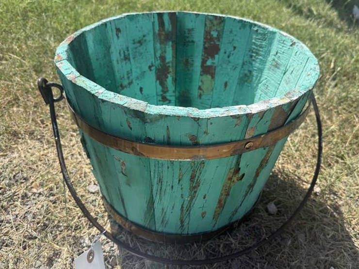 #66-•-small-teal-rustic-wooden-bucket-image-2