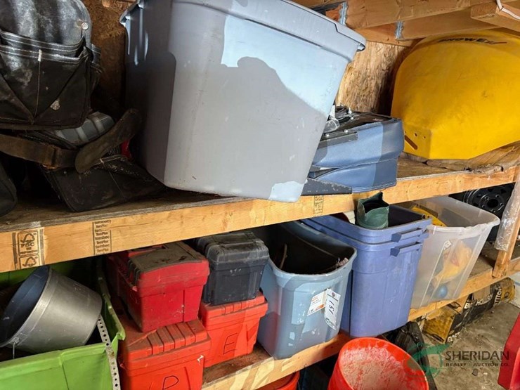 contents-of-totes,-empty-toolboxes,-boat-seat,-empty-coffee-containers-image-1