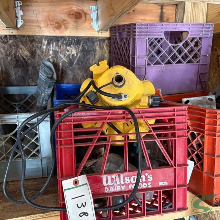 Crates of electric pumps, covers and casters