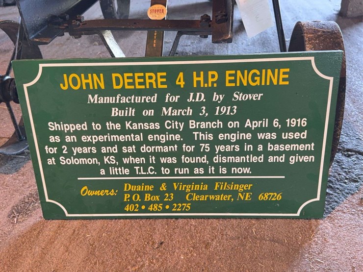 "rare"-stover-john-deere-plow-company-4-horse-hit-and-miss-engine-and-cart-image-45