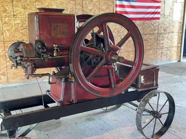 "rare"-stover-john-deere-plow-company-4-horse-hit-and-miss-engine-and-cart-image-38