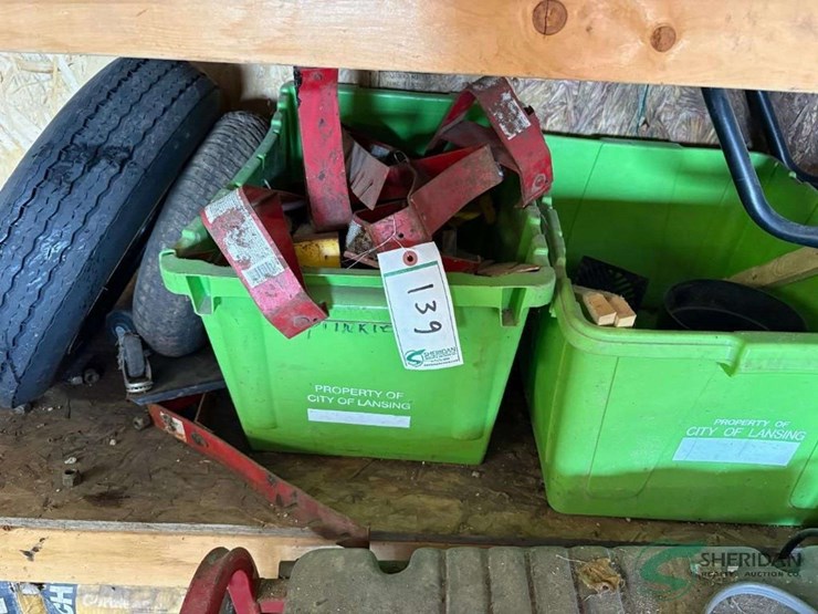 totes-and-contents,-trailer-wheels,-roof-jacks,-pool-filter-and-misc.-image-1