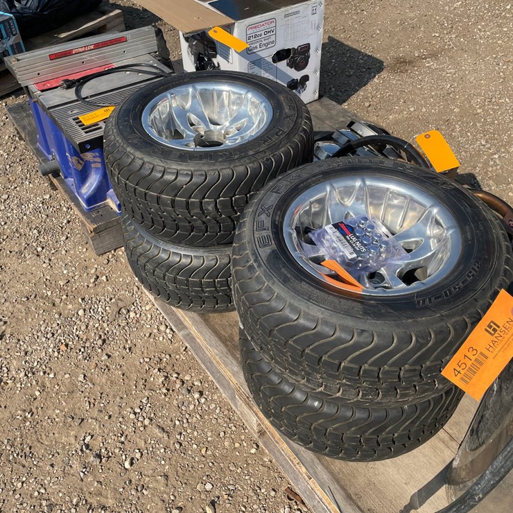 #4512 • Set of (4) Chrome Golf Cart Wheels and Tires