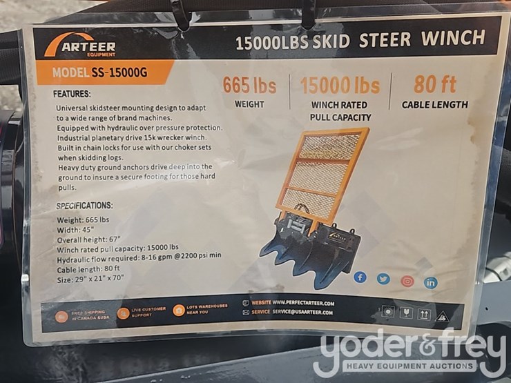 unused-arteer-15000lbs-hydraulic-logging-winch(ss-15000g)-to-suit-skidsteer-image-7