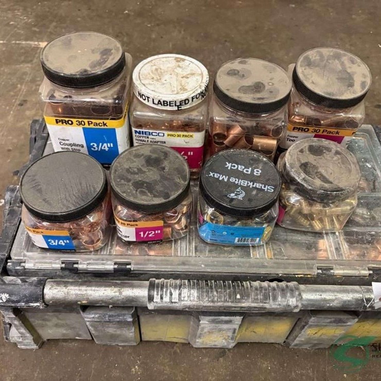 Parts box and misc. copper plumbing couplers