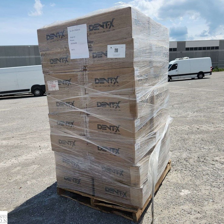Skid of Unused Dent-X Surgical Masks