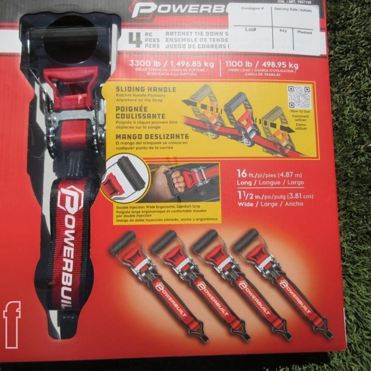 (4) NEW 16' X 1.5" POWERBUILT RATCHET STRAPS