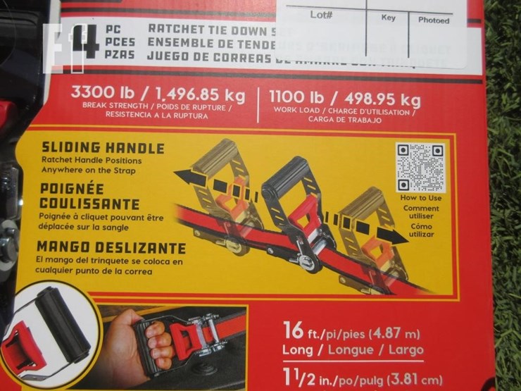 (4)-new-16'-x-1.5"-powerbuilt-ratchet-straps-image-3