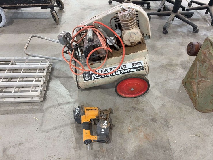 montgomery-ward-electric-air-compressor-and-bostitch-air-nailer-image-1